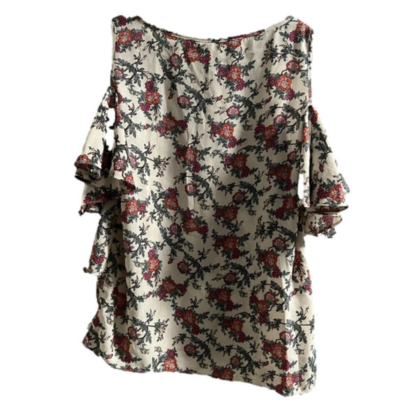 Max Studio Floral Cold Shoulder Top Size Medium MSRP $88 NWT - Picture 2 of 7